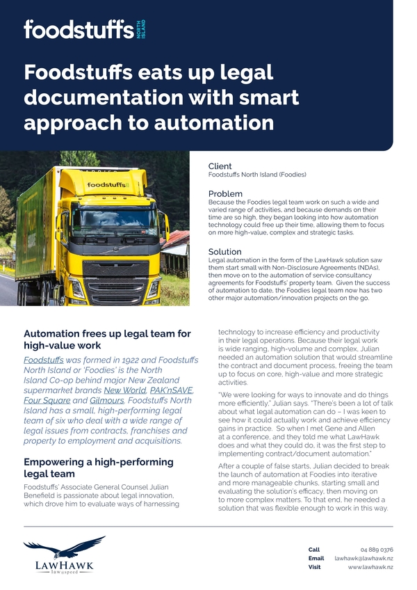 LawHawk-Foodstuffs Case Study